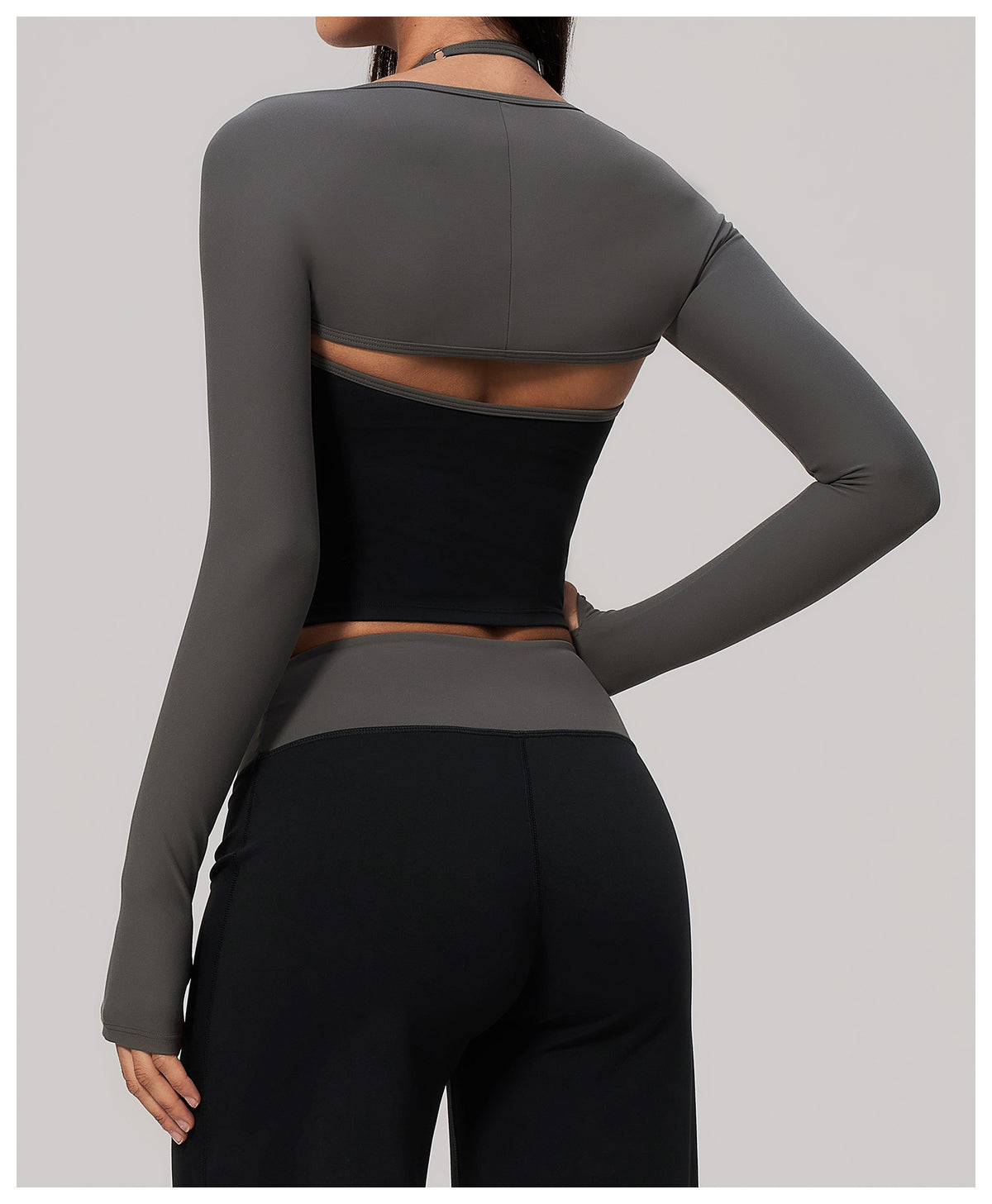 Women Cropped Long Sleeve Yoga Shrug With Thumb Hole