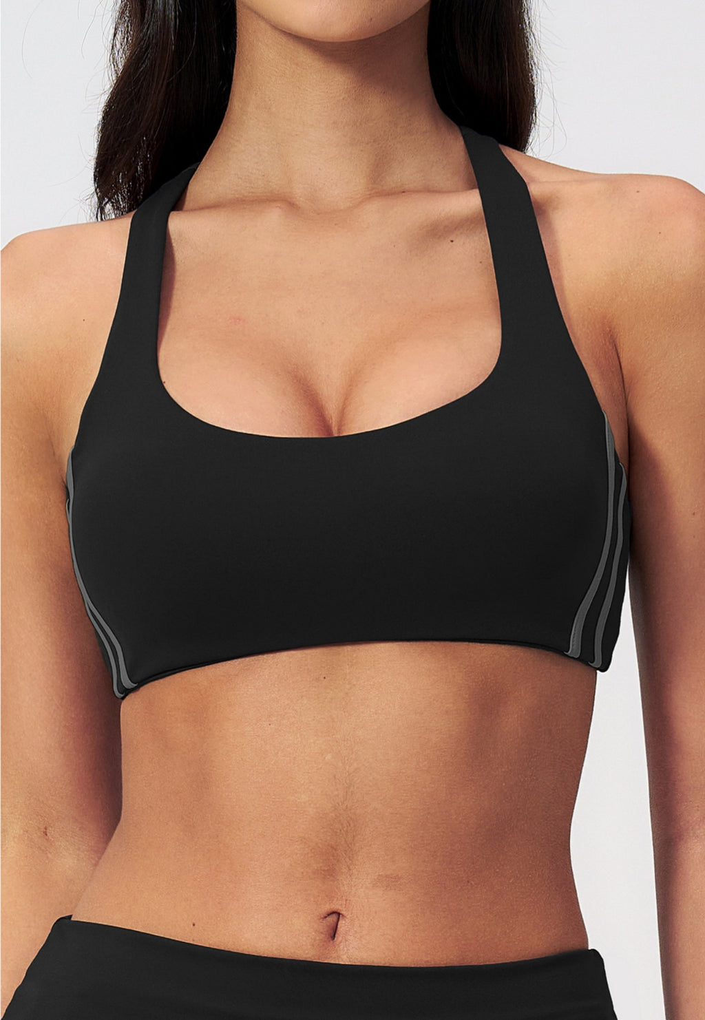 Women Contrast Color Scoop Neck Racerback High Support Sports Bra