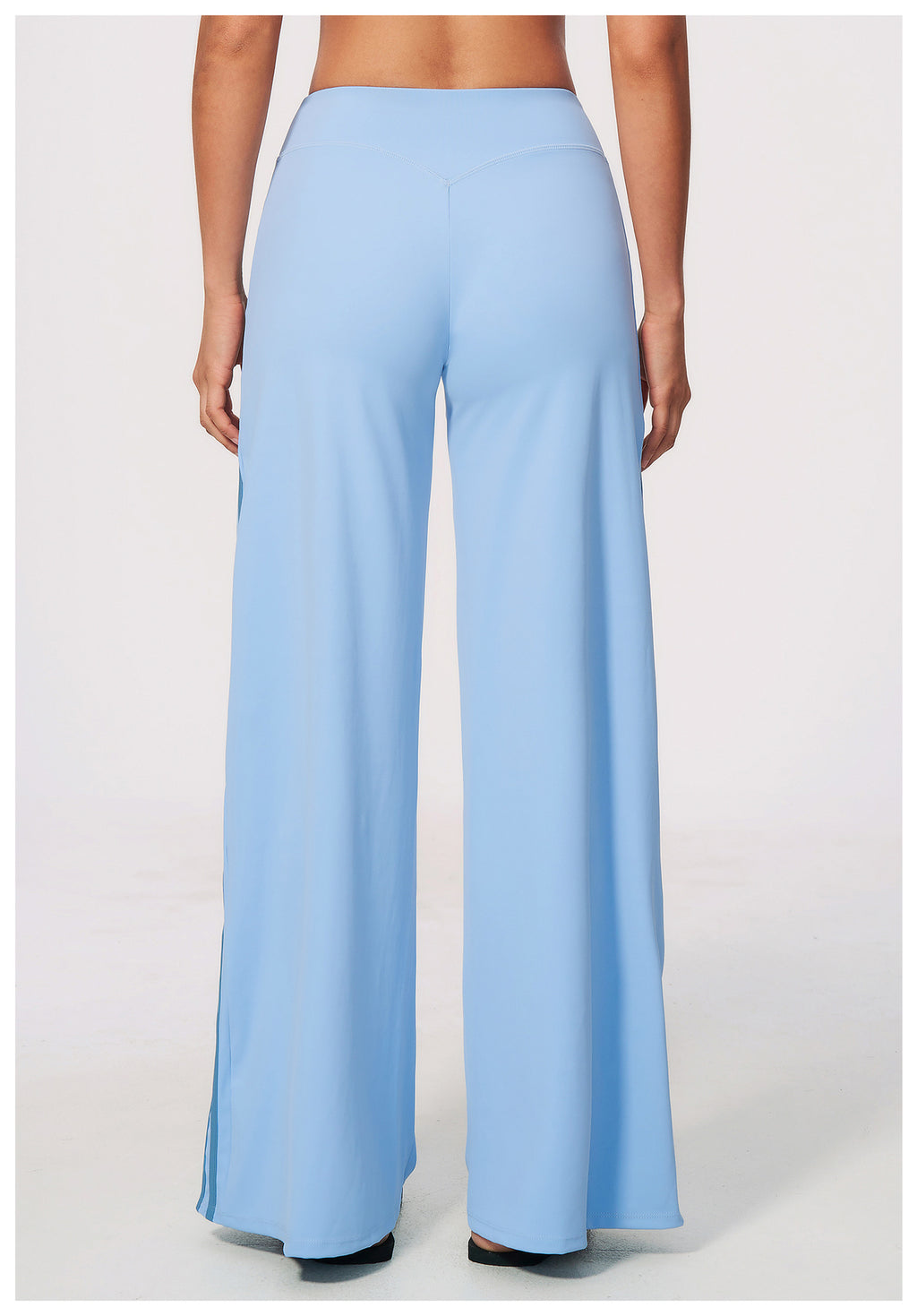 Women Contrast Side Stripe Fitness Gym Wide Leg Pants