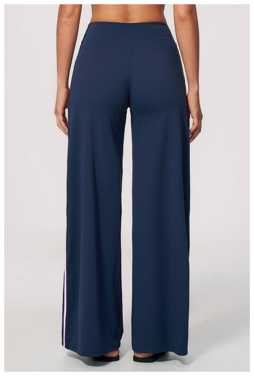 Women Contrast Side Stripe Fitness Gym Wide Leg Pants