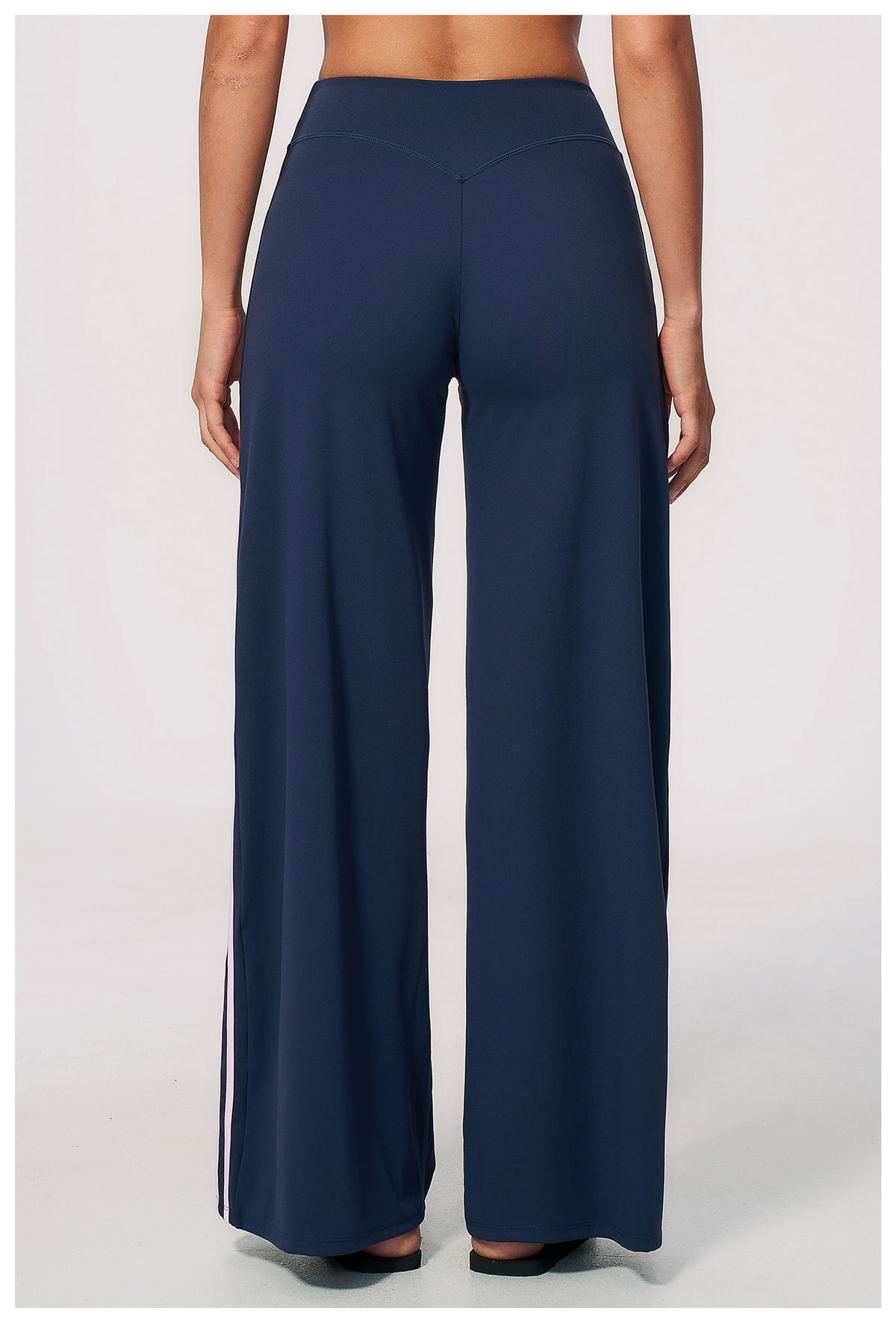 Women Contrast Side Stripe Fitness Gym Wide Leg Pants