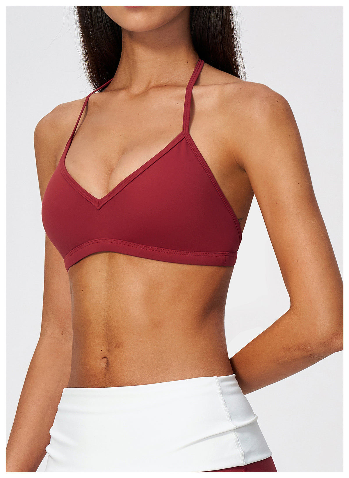 Women Deep V-Neck Halter Thin Strap Backless Sports Bra