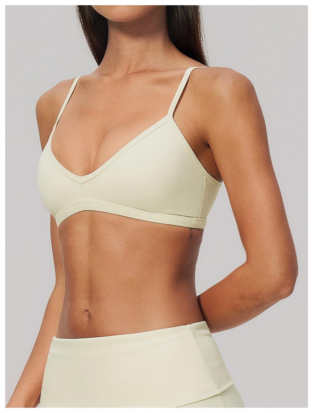 Women V Neck Twist Back Adjustable Spaghetti Straps Sports Bra