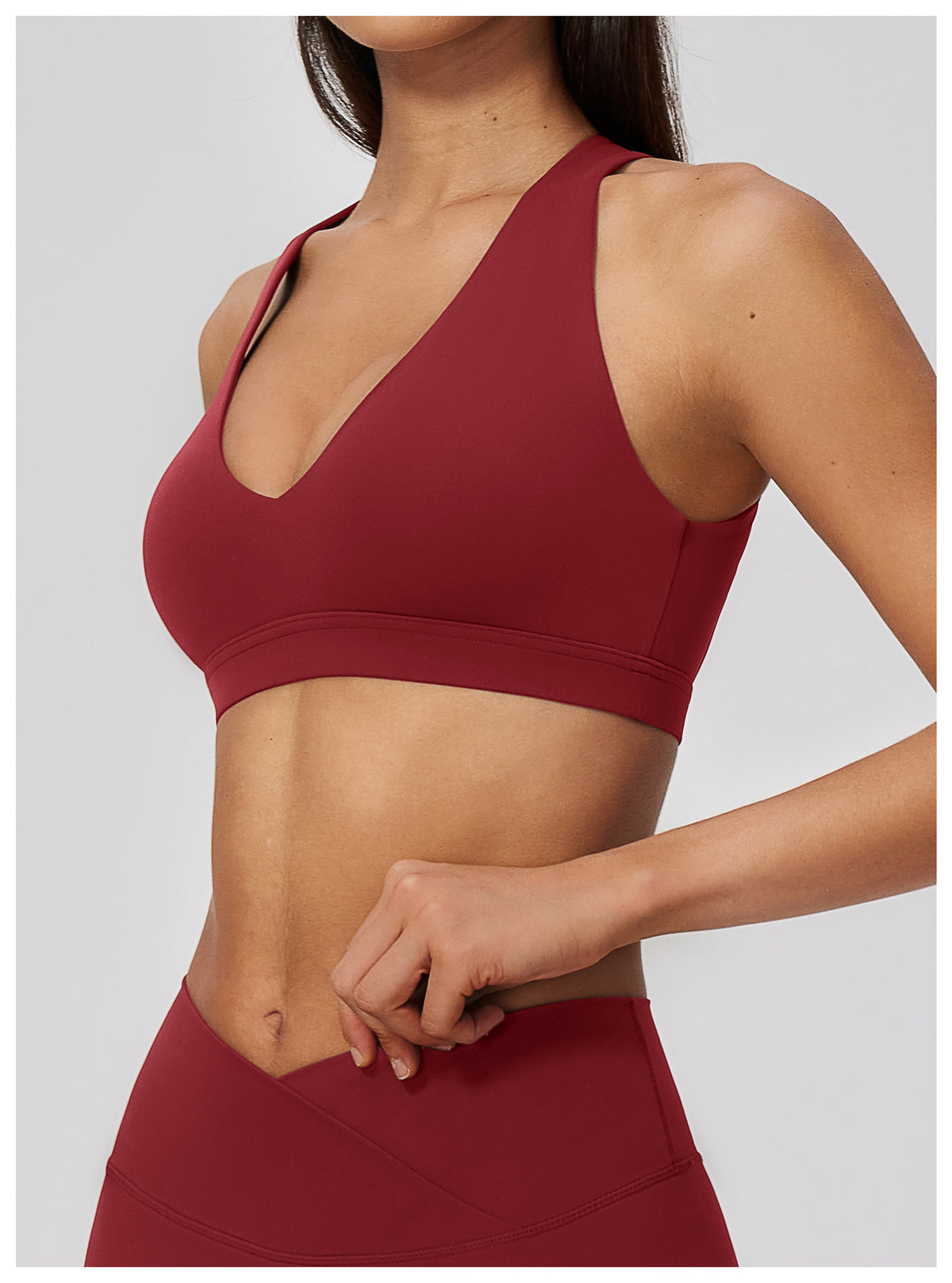 Women Deep V-Neck Keyhole Back Sports Bra