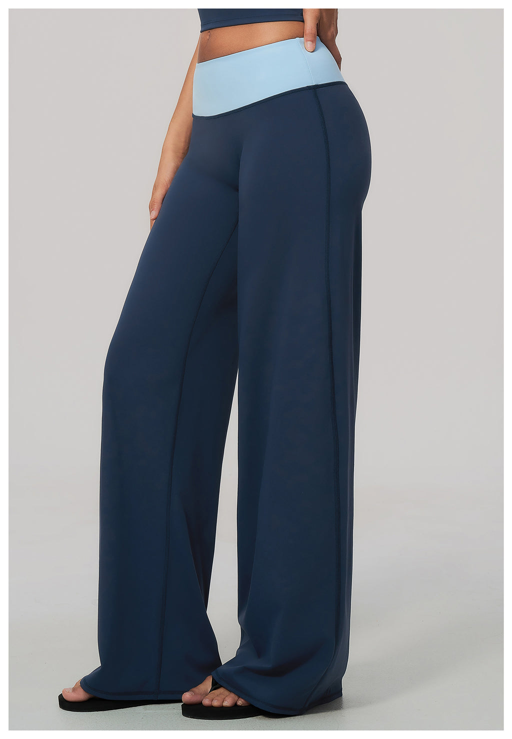 Women Color Block Brushed High Waist Wide Leg Yoga Pants