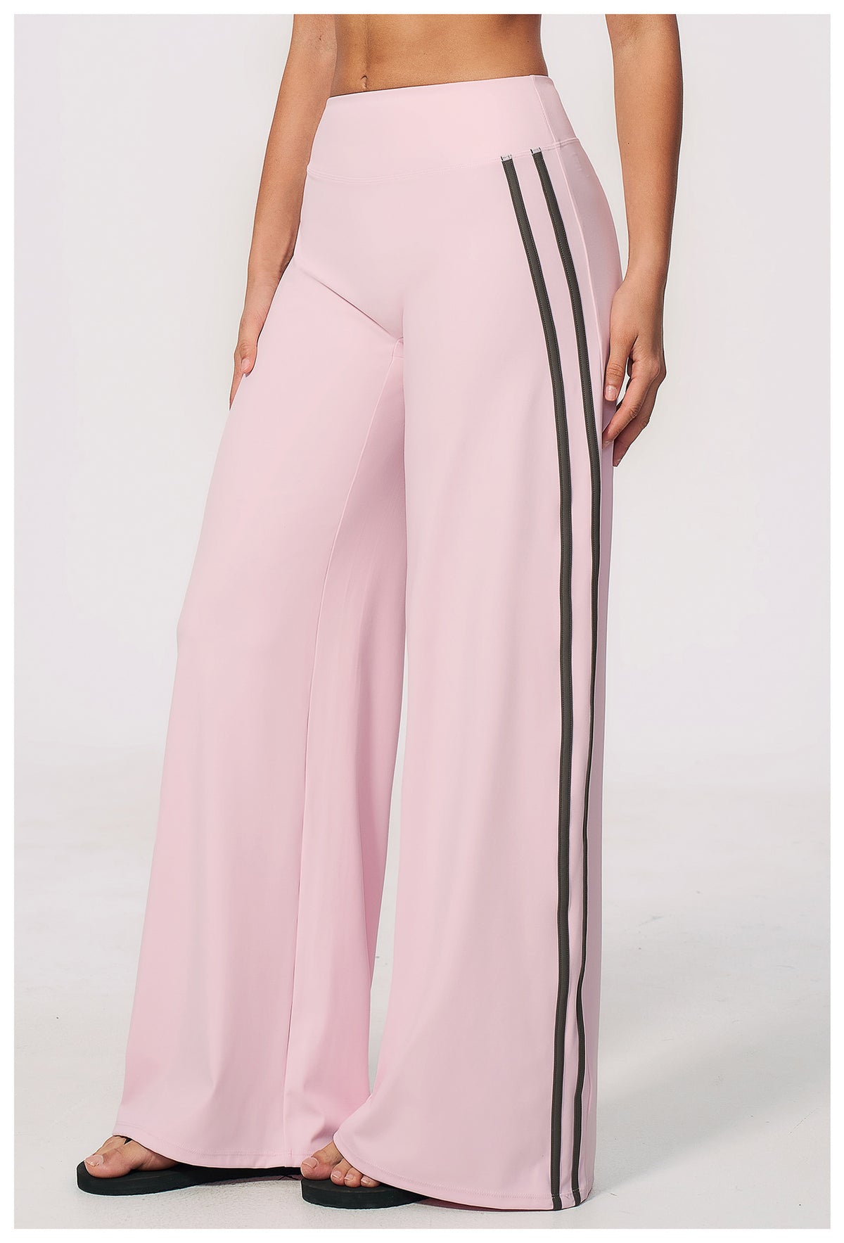 Women Contrast Side Stripe Fitness Gym Wide Leg Pants