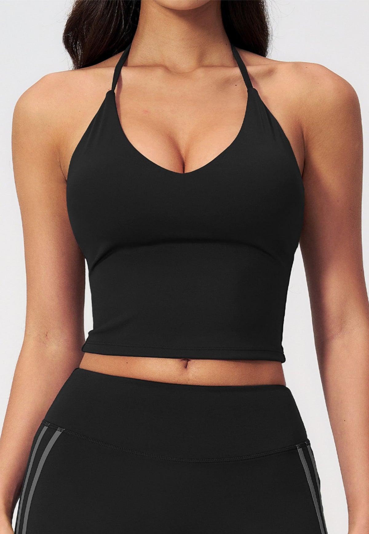 Women V Neck T-Back Halter Crop Yoga Vest