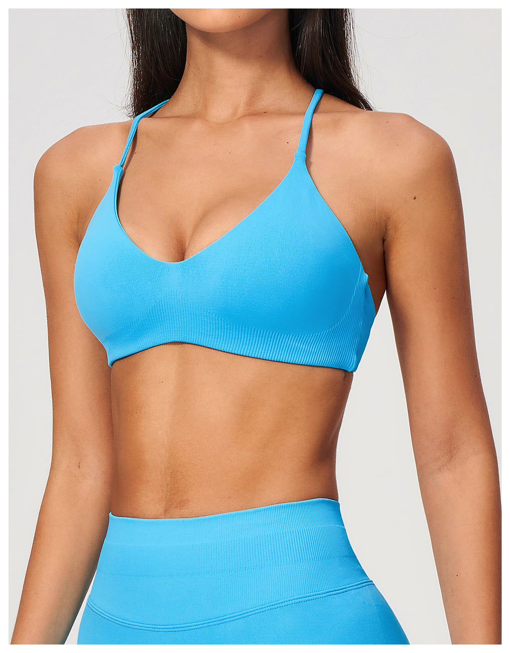 Seamless Sports Bra Women Wireless Y Back Thin Strap Shockproof Quick Dry Breathable Yoga Bra Removable Pads