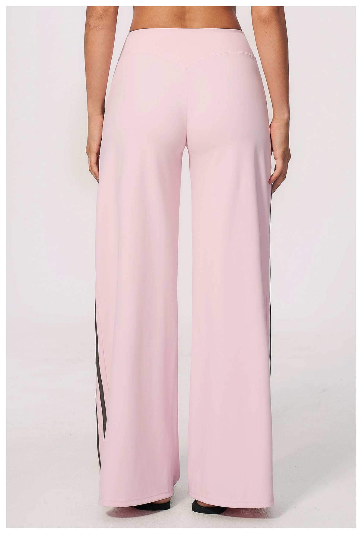Women Contrast Side Stripe Fitness Gym Wide Leg Pants