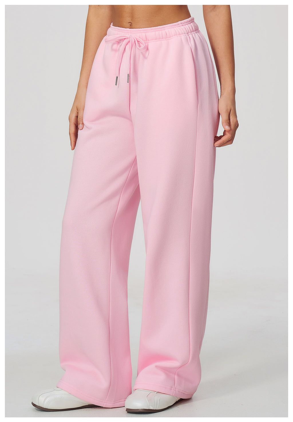 Women Fleece Lined Wide Leg Sweatpants Warm Casual Pants with Side Pockets for Autumn Winter