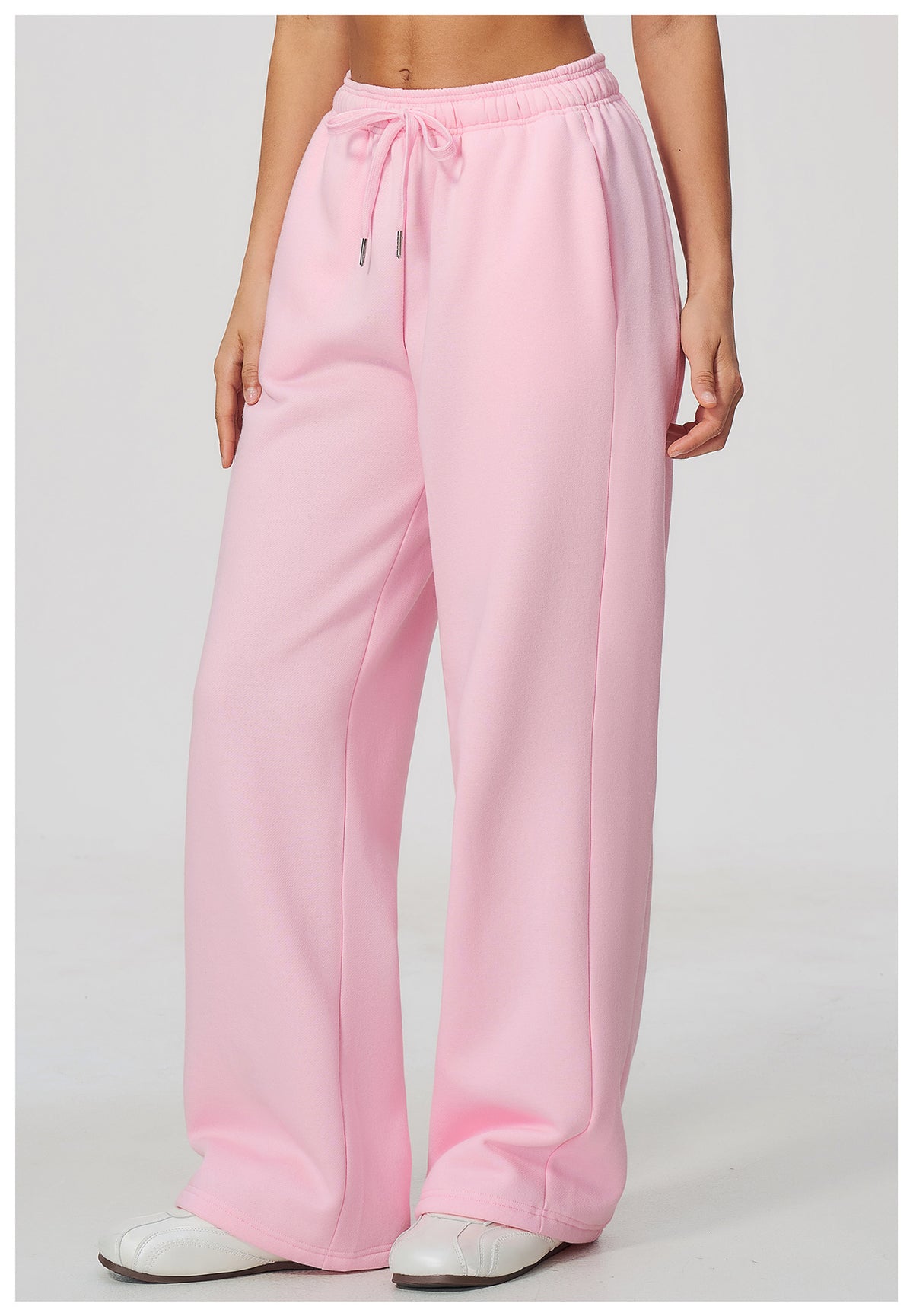 Women Fleece Lined Wide Leg Sweatpants Warm Casual Pants with Side Pockets for Autumn Winter