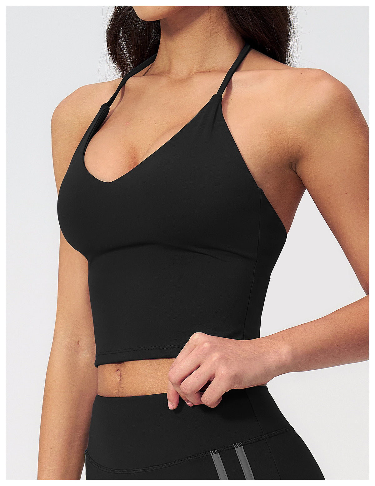 Women V Neck T-Back Halter Crop Yoga Vest