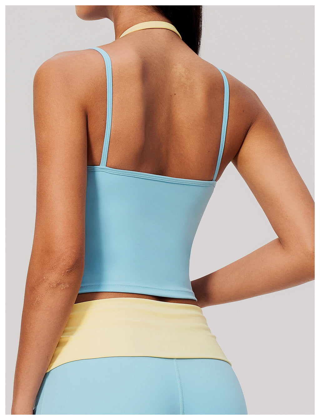 Women Colorblock Double Strap Halter Yoga Vest