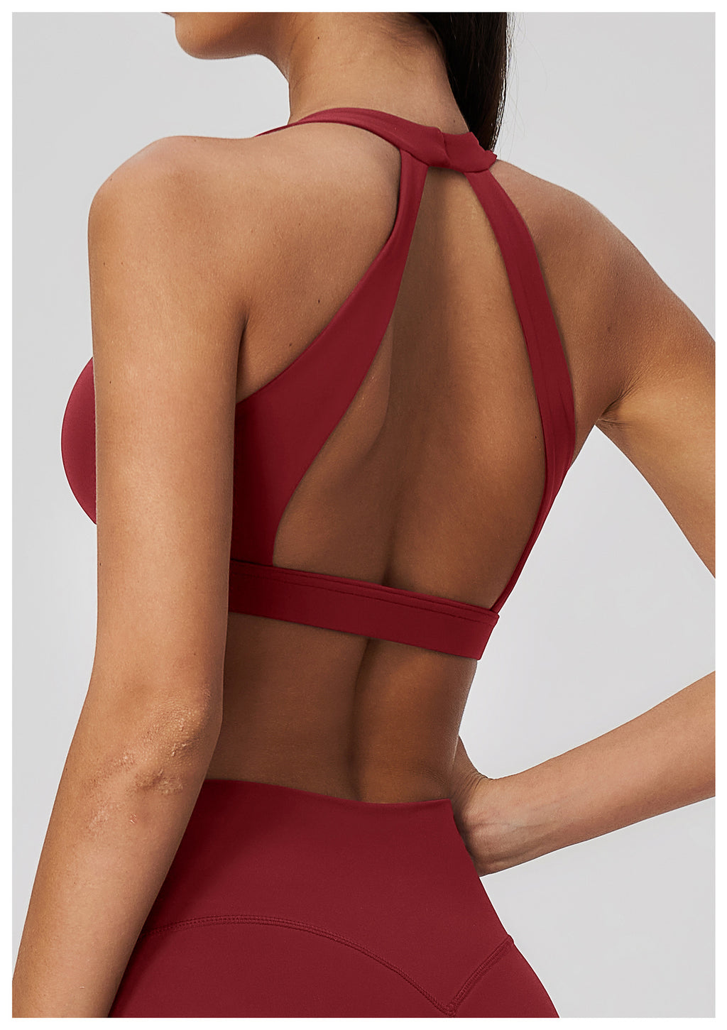 Women Deep V-Neck Keyhole Back Sports Bra