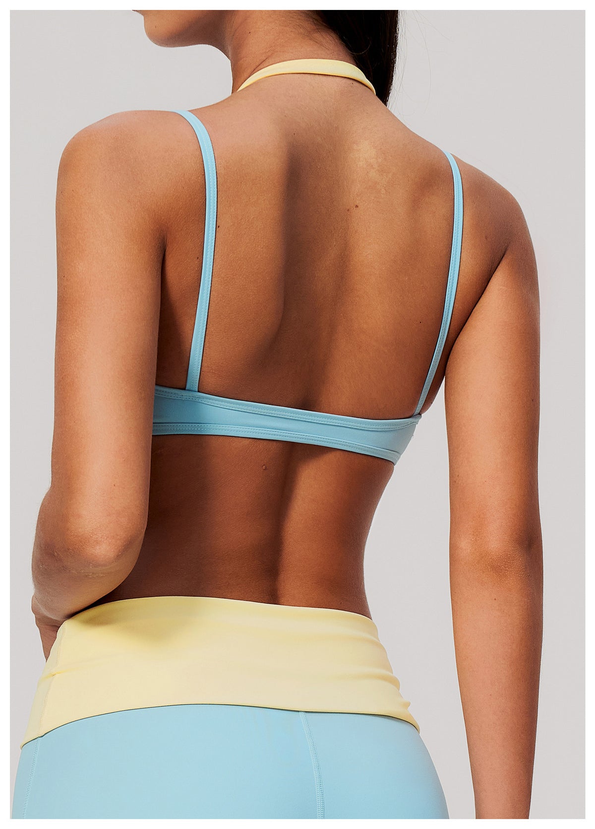 Women Colorblock Double Strap Halter Sports Bra