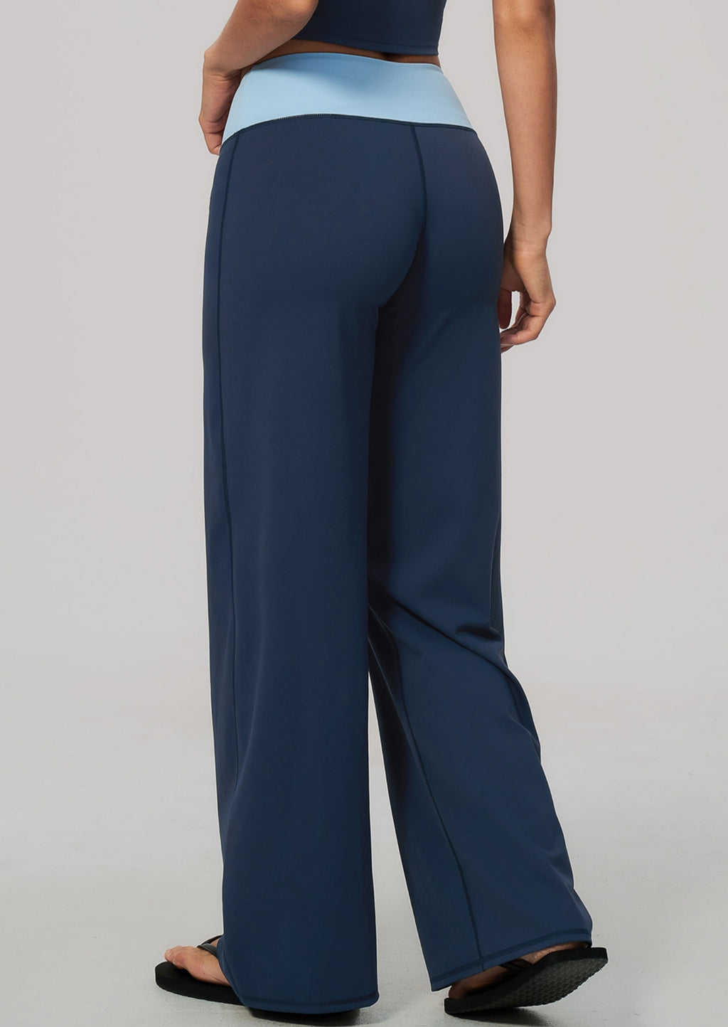 Women Color Block Brushed High Waist Wide Leg Yoga Pants