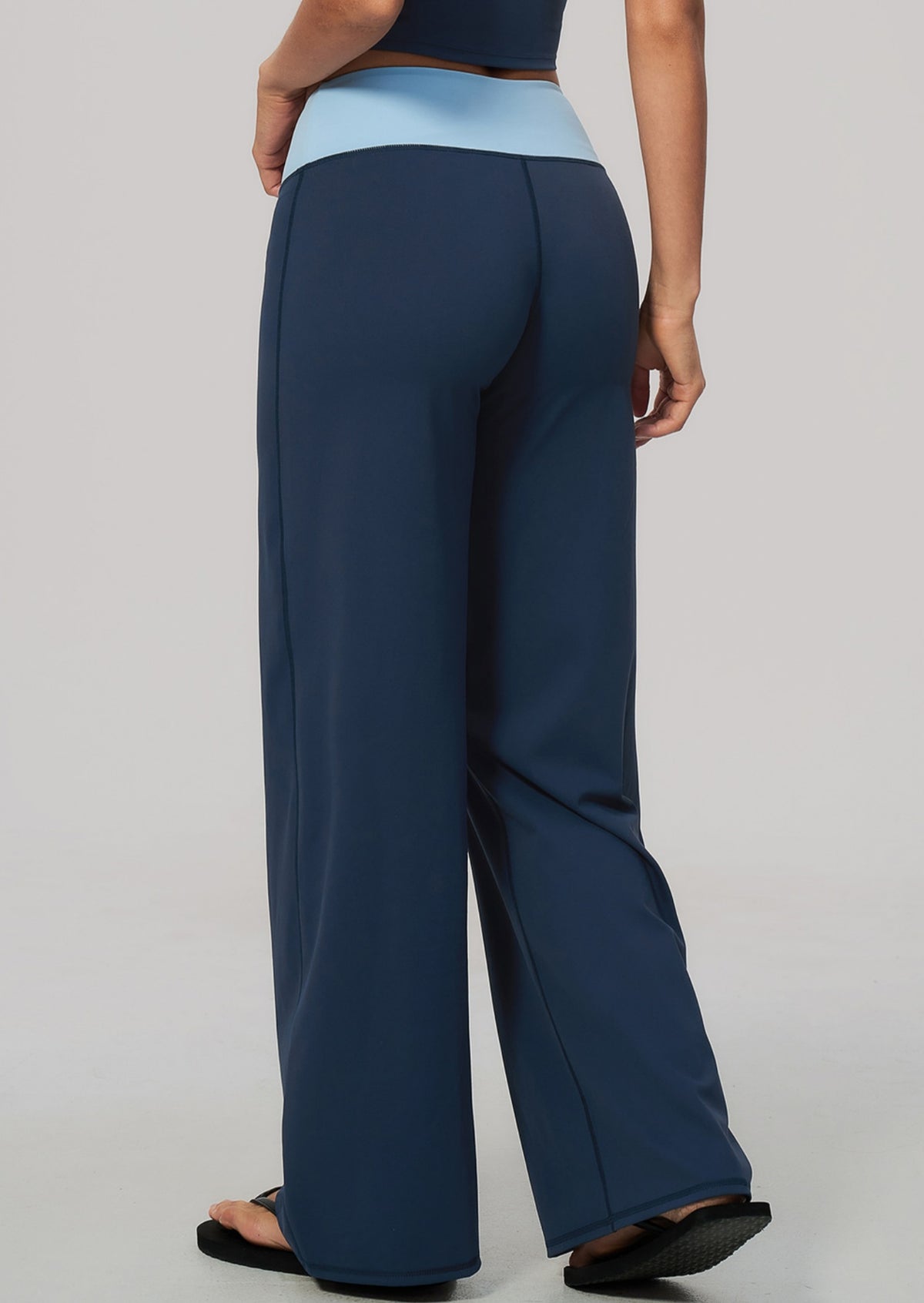 Women Color Block Brushed High Waist Wide Leg Yoga Pants