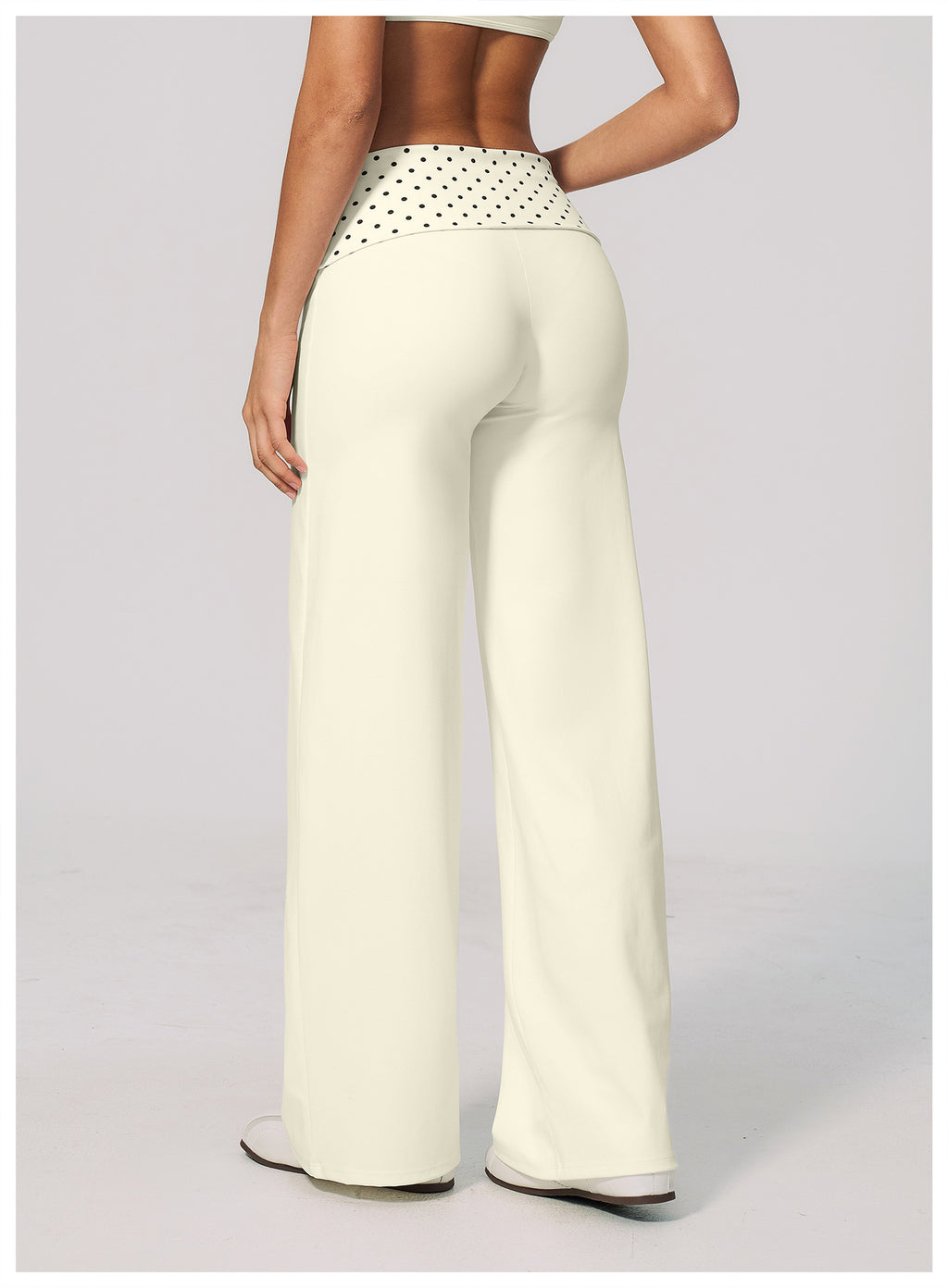 Women Fold Over Striped Waist Flare Yoga Pants High Waist Bootcut Workout Pants