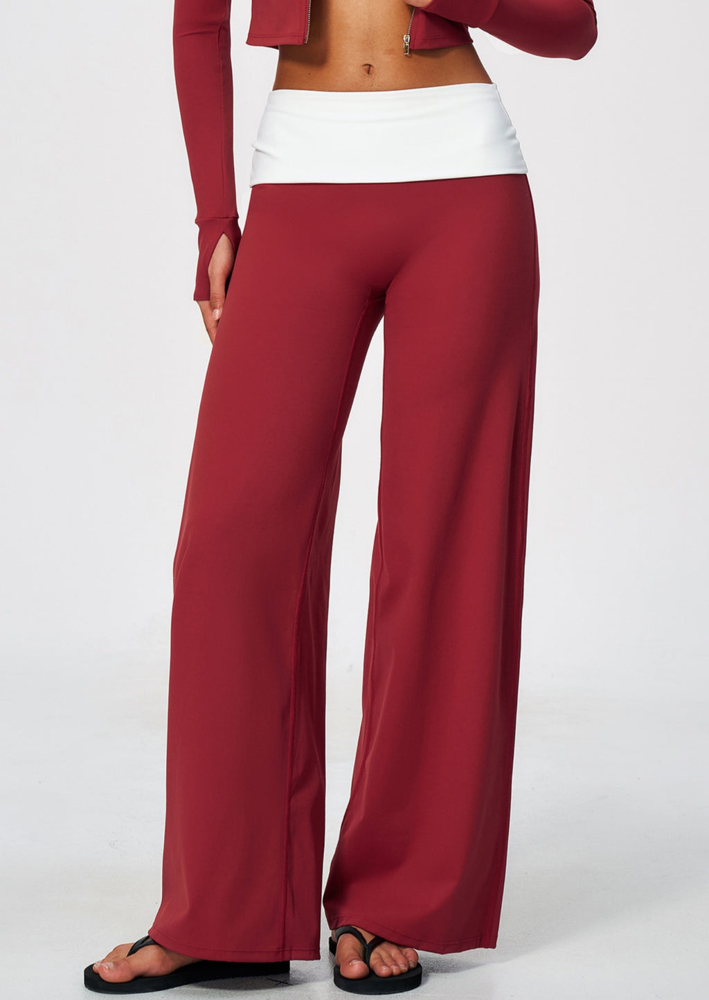 Women Brushed ColorBlock High Waisted Wide Leg Yoga Athletic Pants