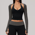 Women Cropped Long Sleeve Yoga Shrug With Thumb Hole