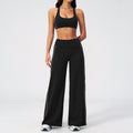 2 PCS Yoga Set Women Racerback High Support Sports Bra and Contrast Side Stripe Fitness Gym Wide Leg Pants