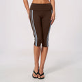 Women Fold Over Waist Contrast Side Stripe Capri Yoga Leggings