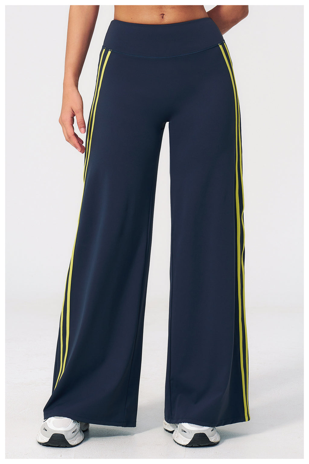 Women Contrast Side Stripe Fitness Gym Wide Leg Pants