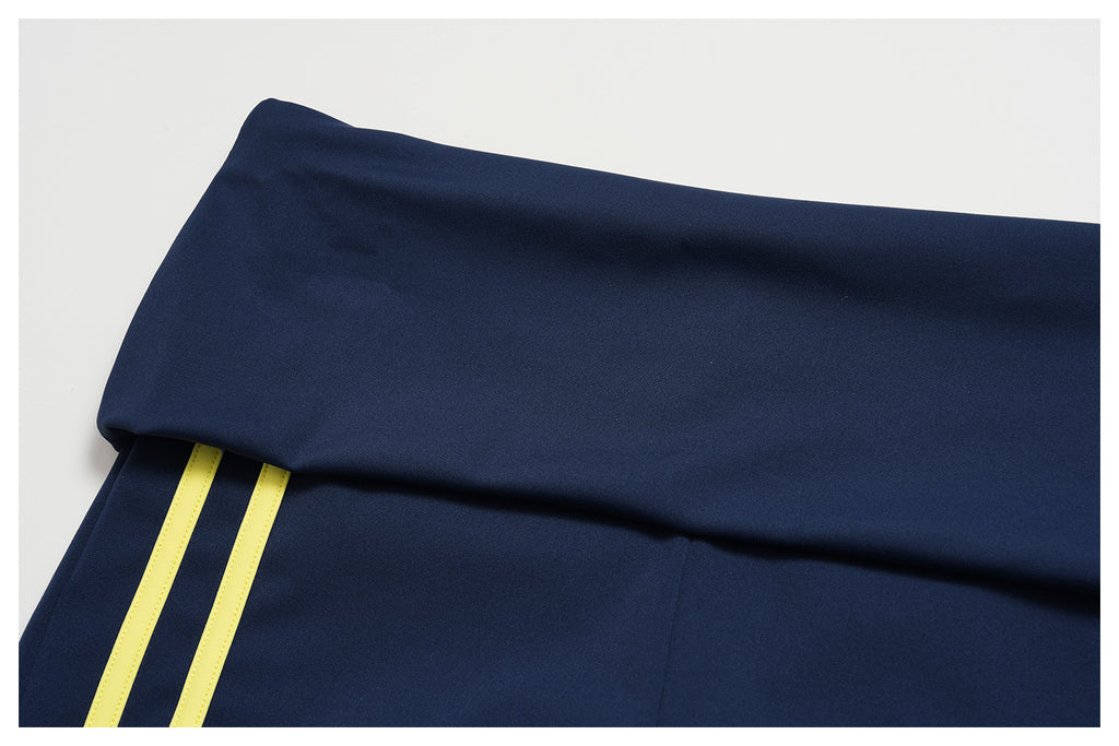 Women Fold Over Waist Contrast Side Stripe Yoga Shorts