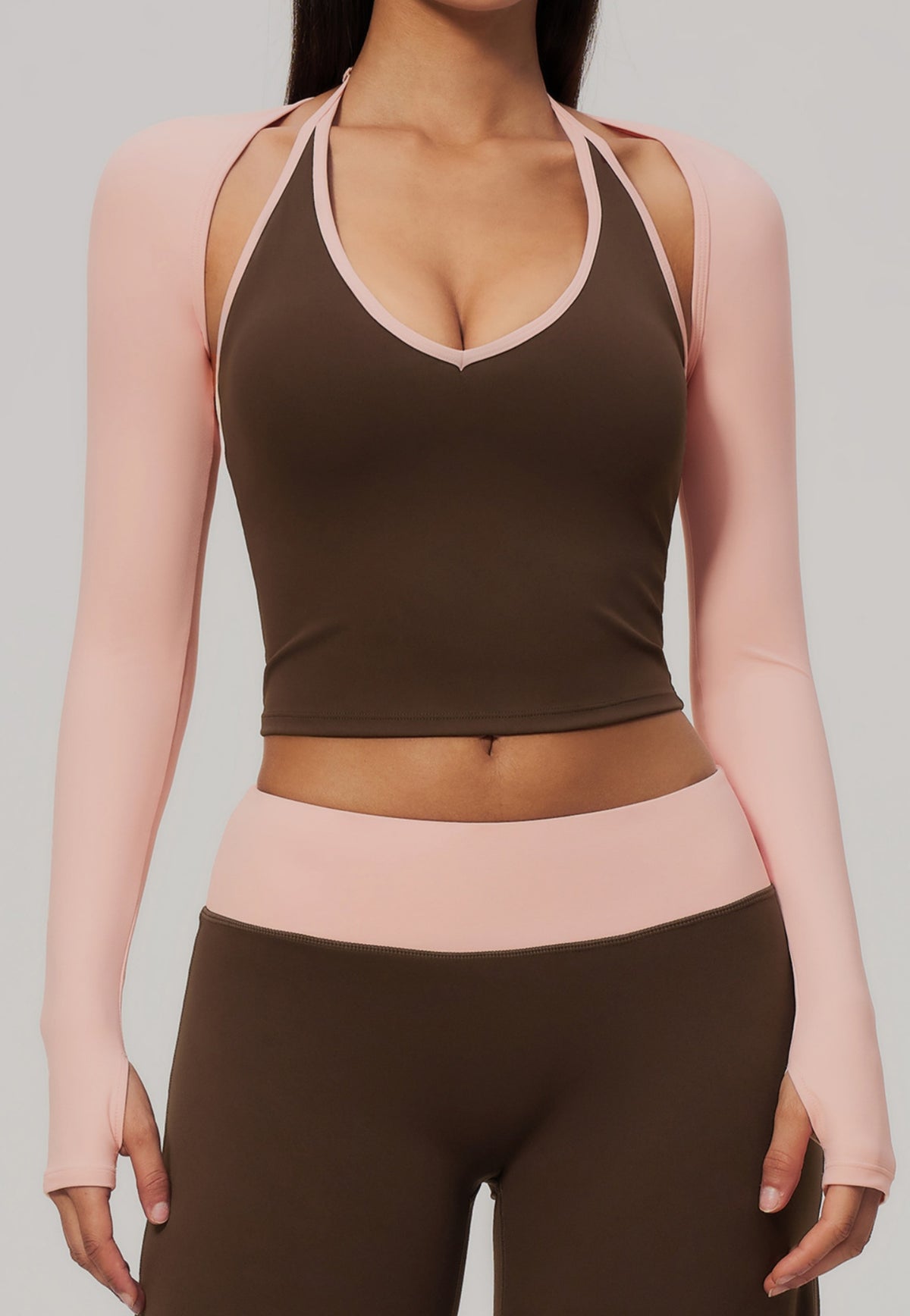 Women Cropped Long Sleeve Yoga Shrug With Thumb Hole