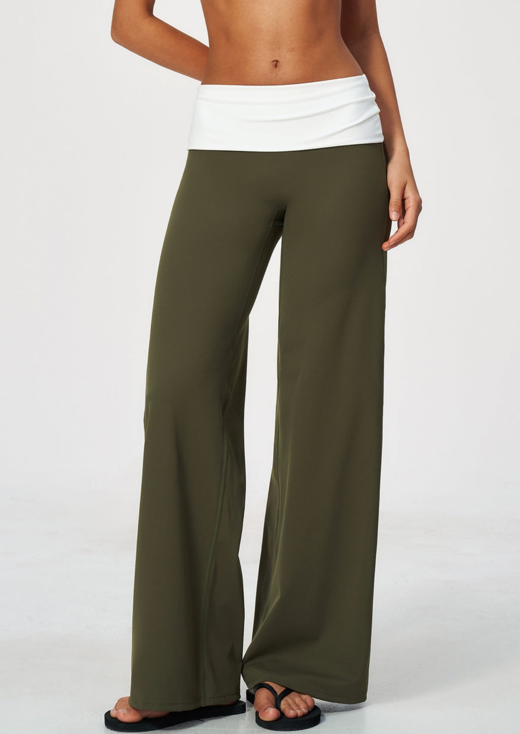 Women Brushed ColorBlock High Waisted Wide Leg Yoga Athletic Pants