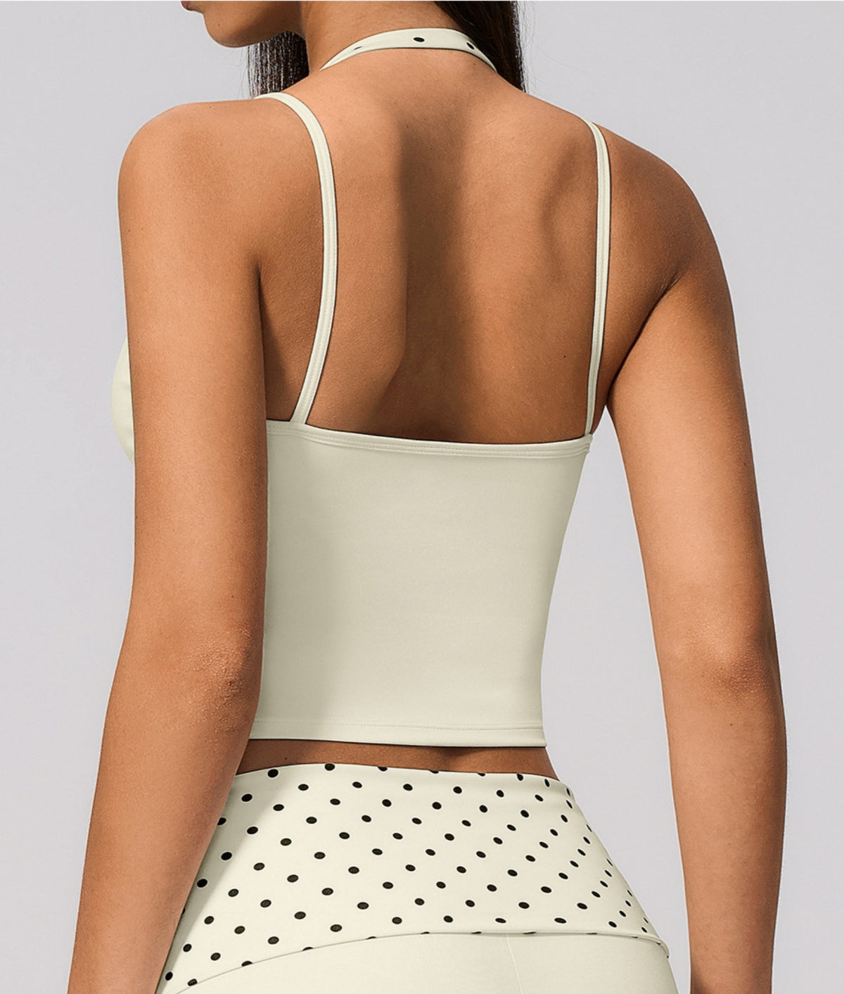 Women Halter Fake Two Piece Yoga Vest Striped Print Slim Fit Workout Tank Top
