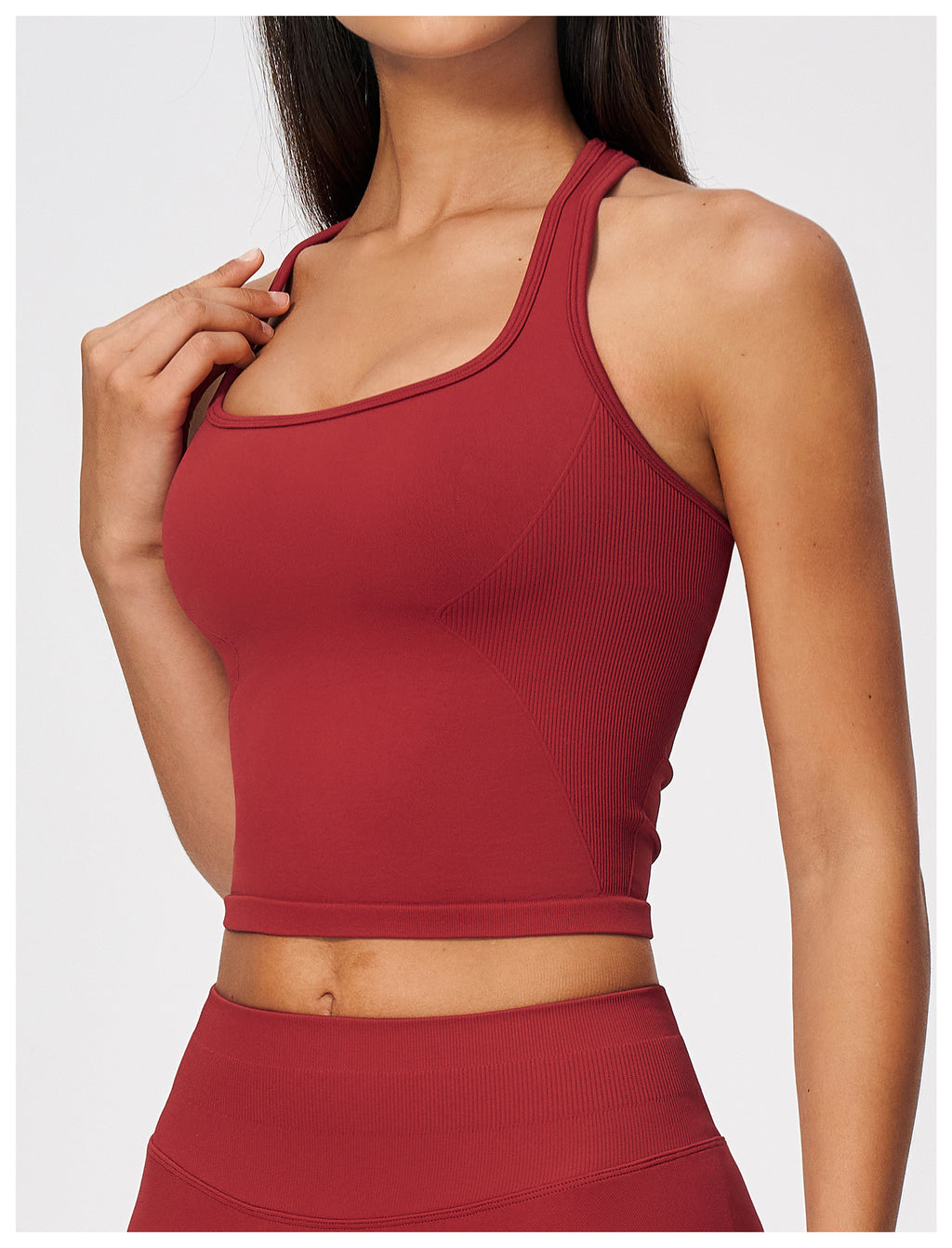 Women Seamless Halter Racerback Yoga Vest with Removable Pads