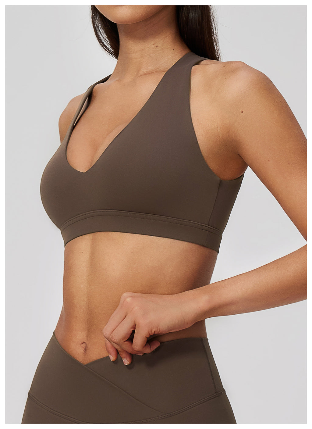 Women Deep V-Neck Keyhole Back Sports Bra