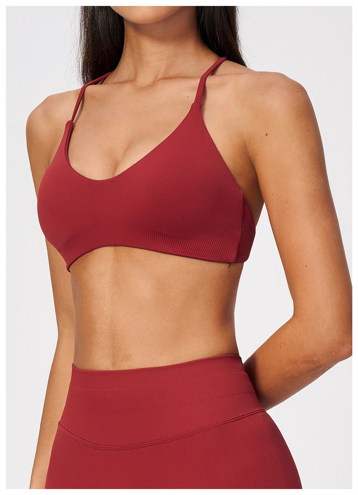 Seamless Sports Bra Women Wireless Y Back Thin Strap Shockproof Quick Dry Breathable Yoga Bra Removable Pads