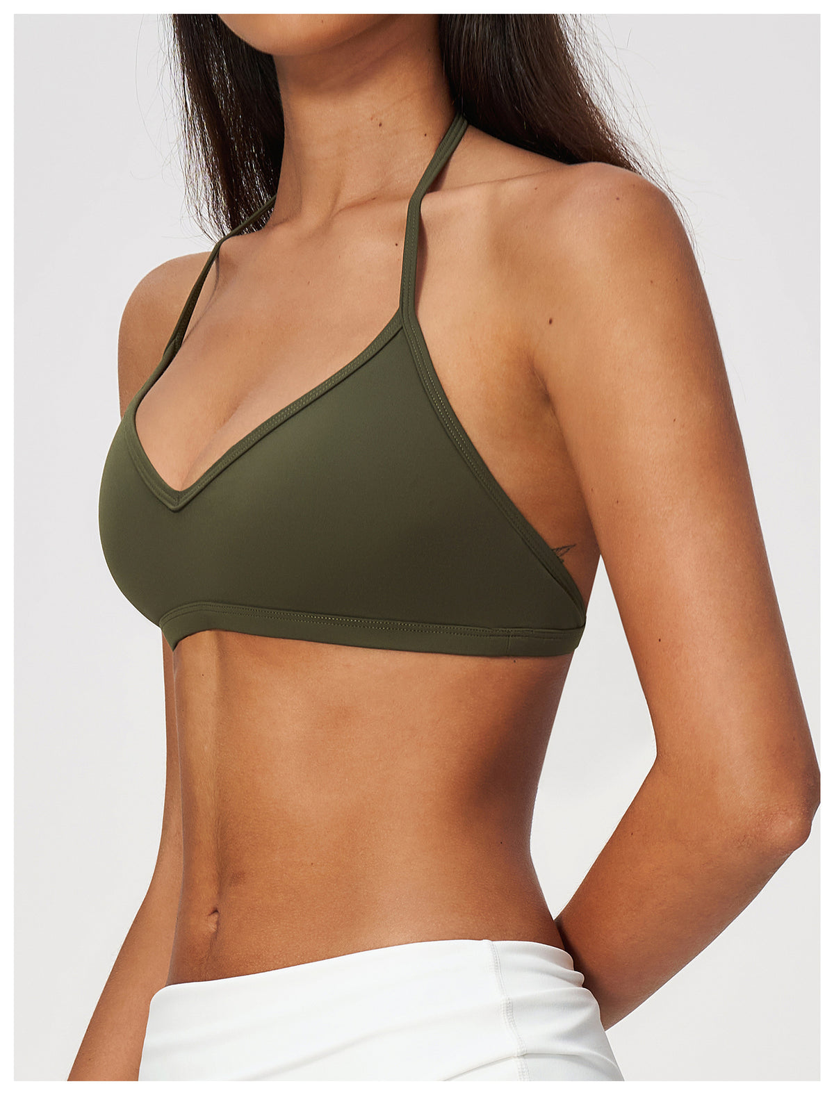 Women Deep V-Neck Halter Thin Strap Backless Sports Bra