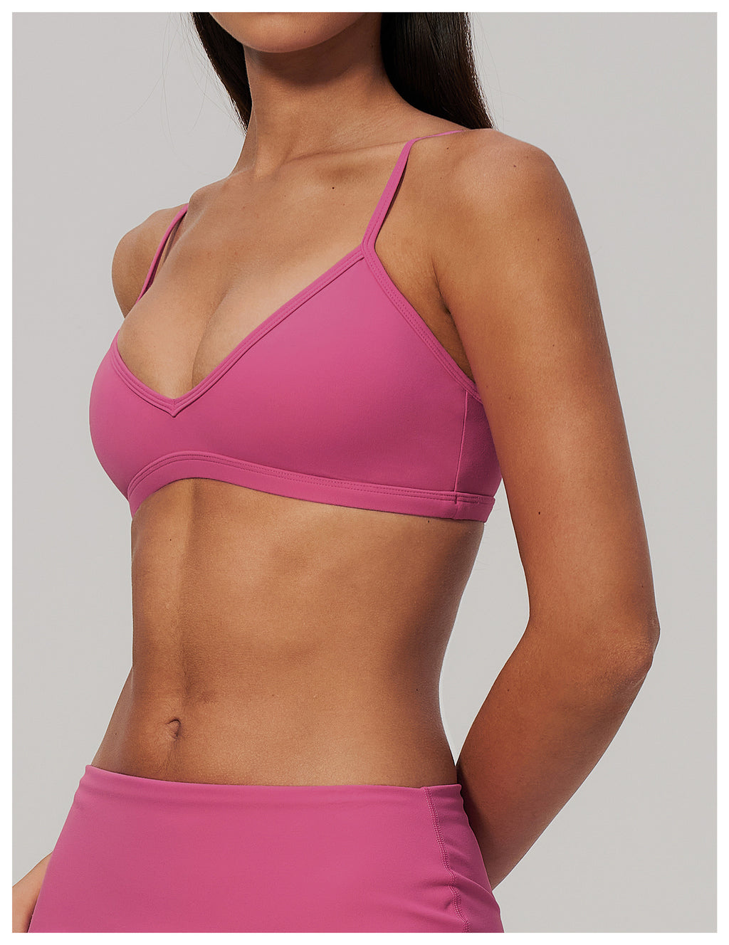 Women V Neck Twist Back Adjustable Spaghetti Straps Sports Bra
