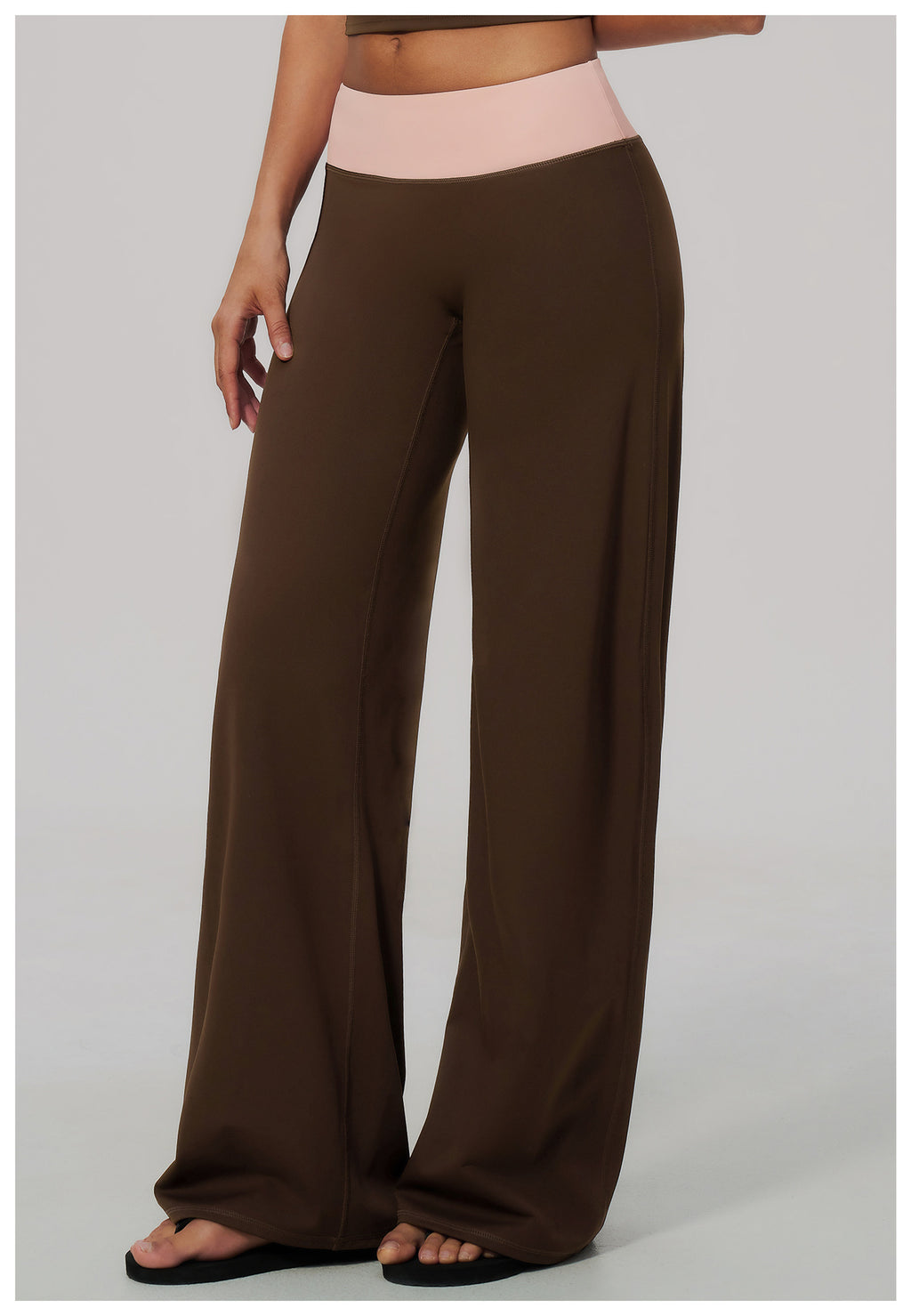 Women Color Block Brushed High Waist Wide Leg Yoga Pants