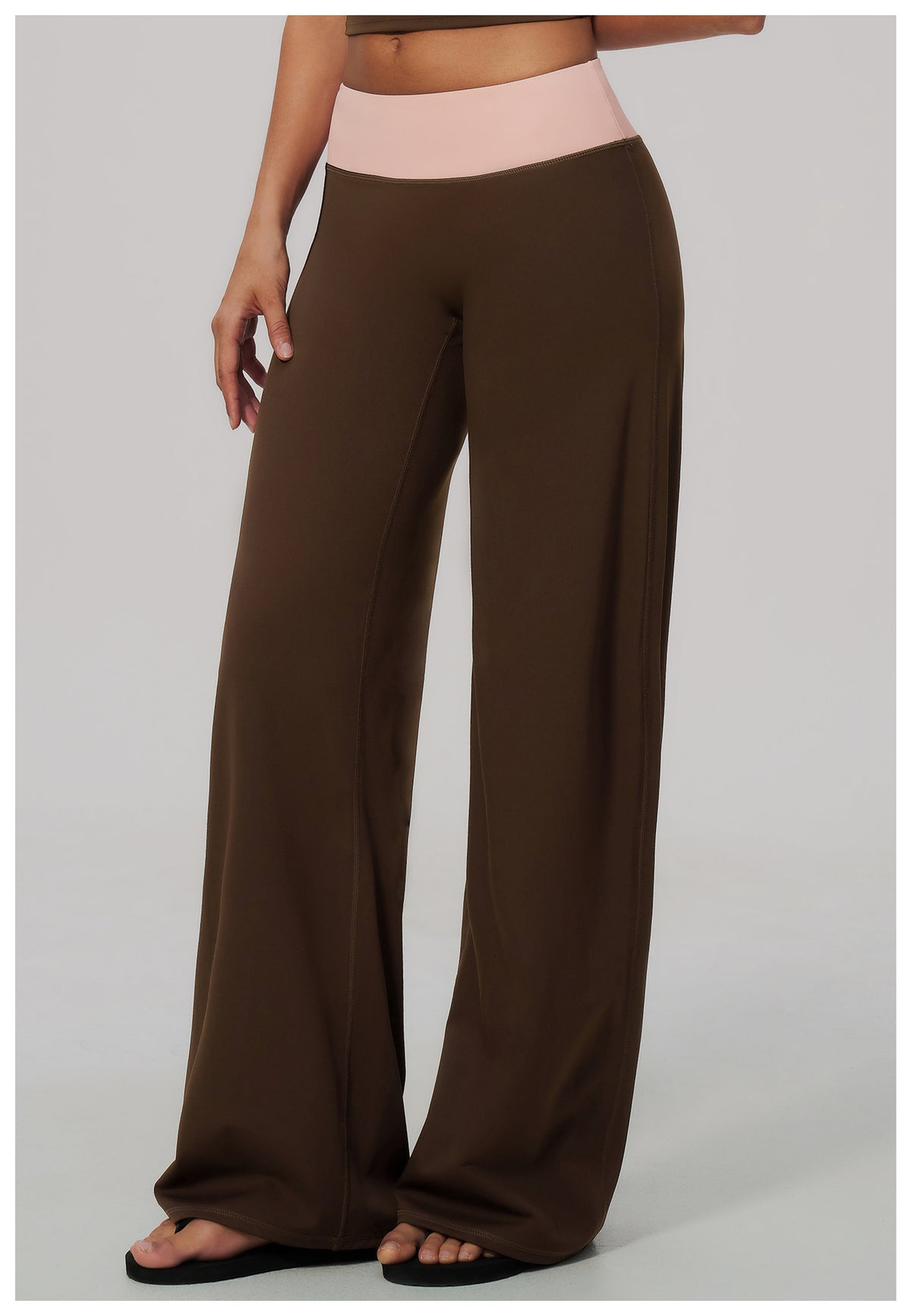 Women Color Block Brushed High Waist Wide Leg Yoga Pants