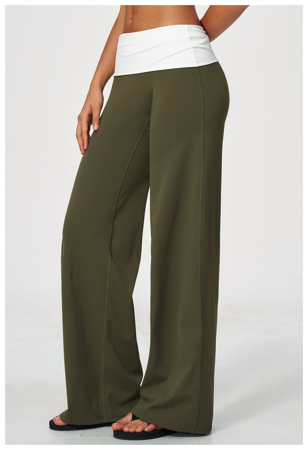 Women Brushed ColorBlock High Waisted Wide Leg Yoga Athletic Pants