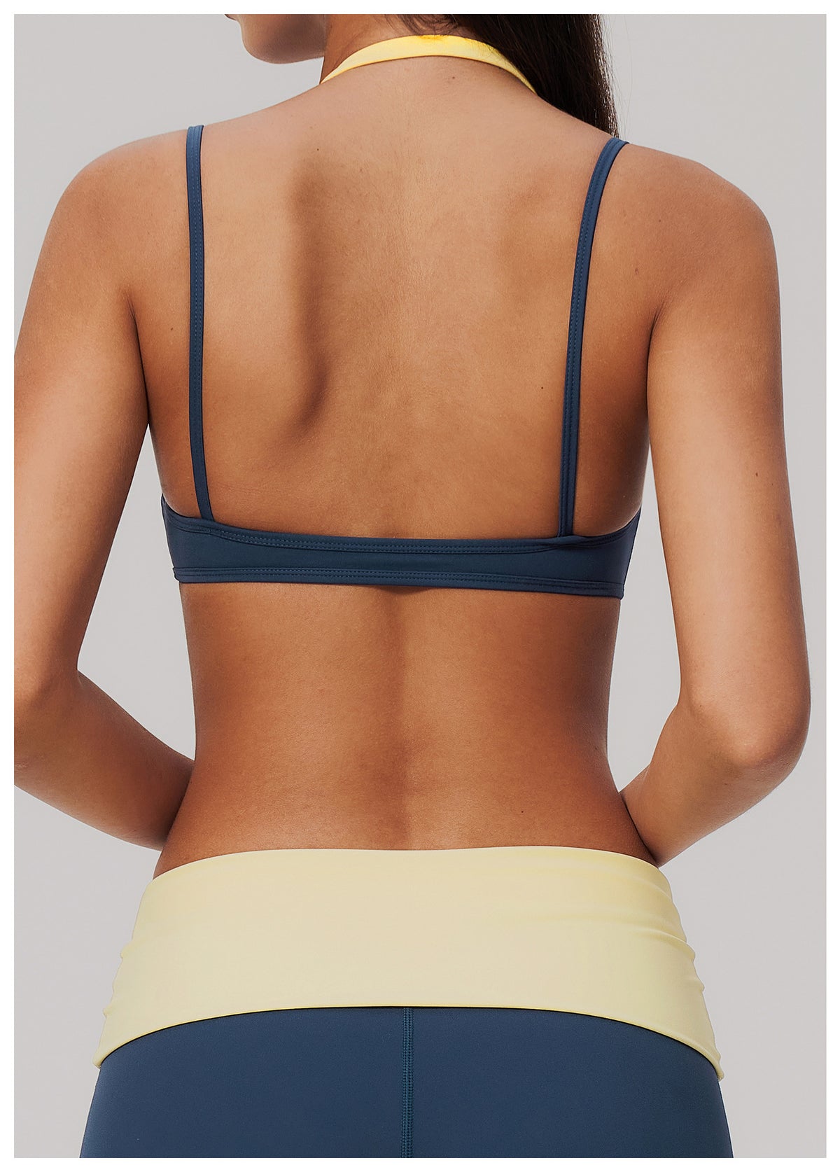 Women Colorblock Double Strap Halter Sports Bra