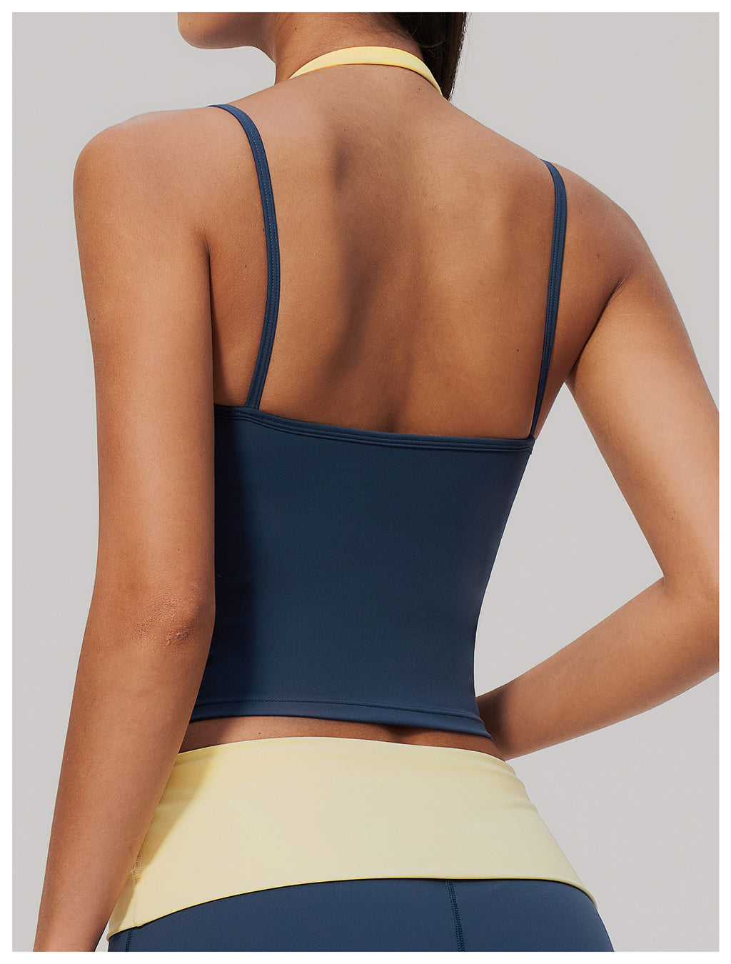 Women Colorblock Double Strap Halter Yoga Vest