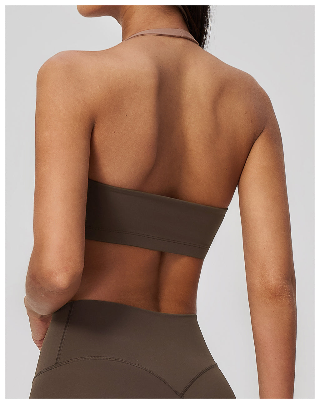 Women Color Blocking Halter Neck Open Back Sports Bra