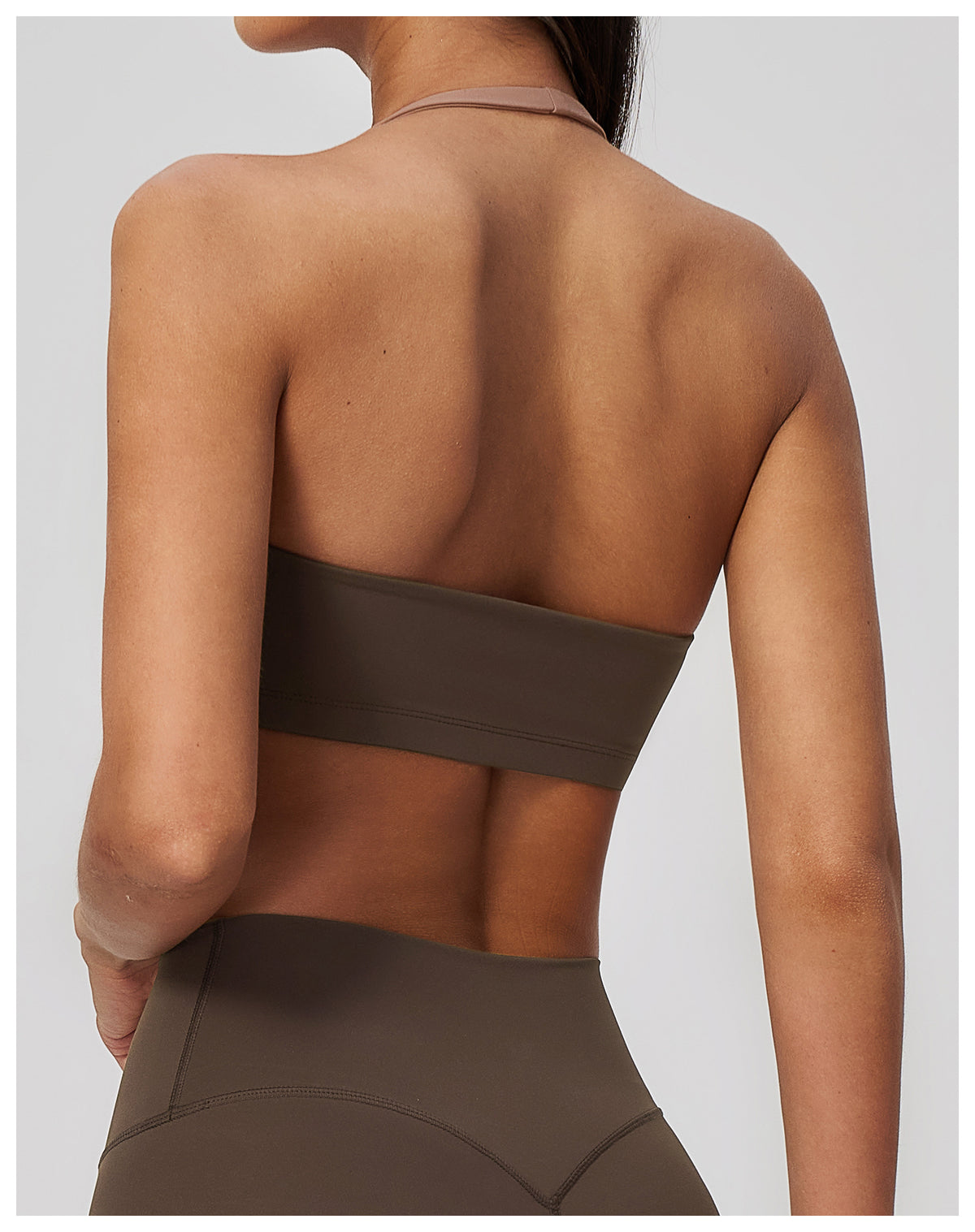 Women Color Blocking Halter Neck Open Back Sports Bra