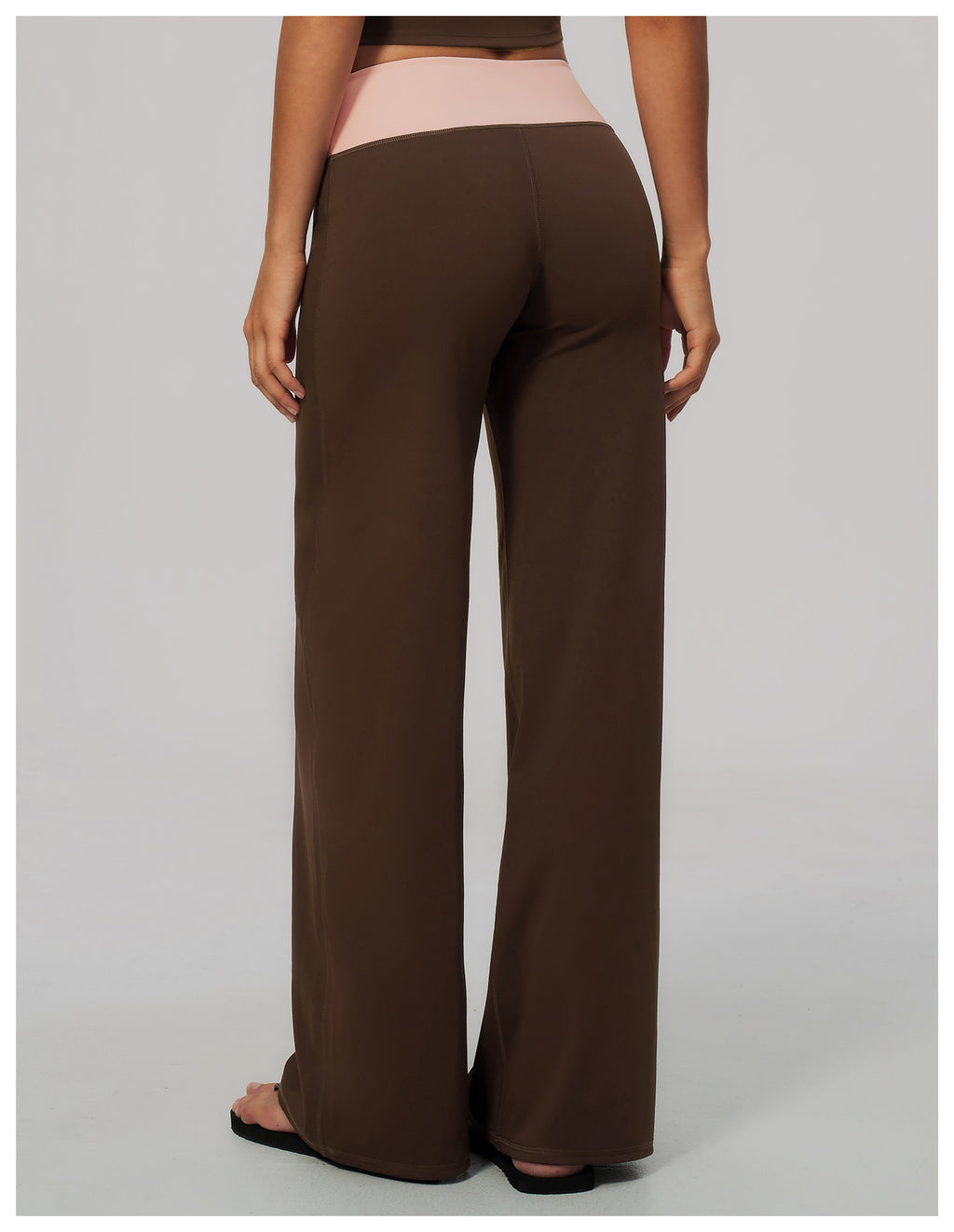 Women Color Block Brushed High Waist Wide Leg Yoga Pants