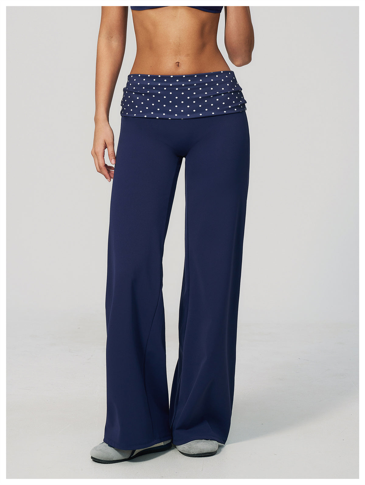 Women Fold Over Striped Waist Flare Yoga Pants High Waist Bootcut Workout Pants