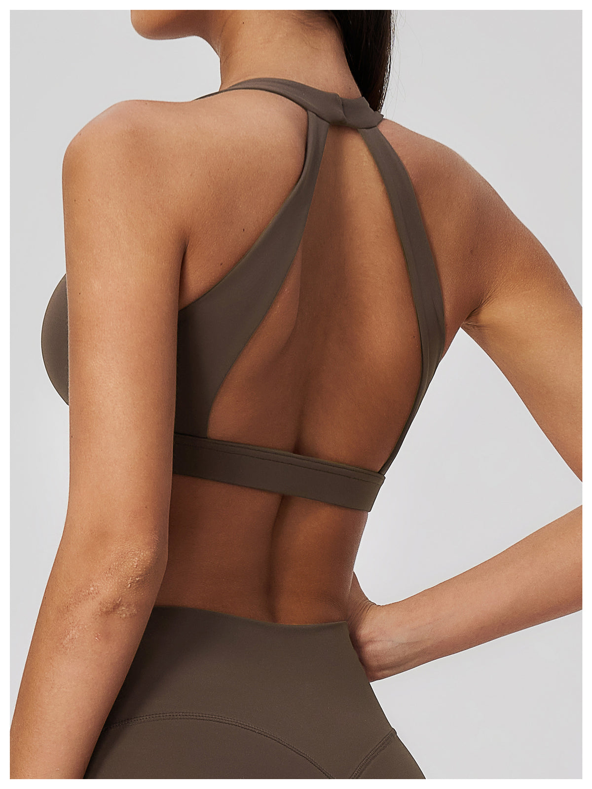 Women Deep V-Neck Keyhole Back Sports Bra