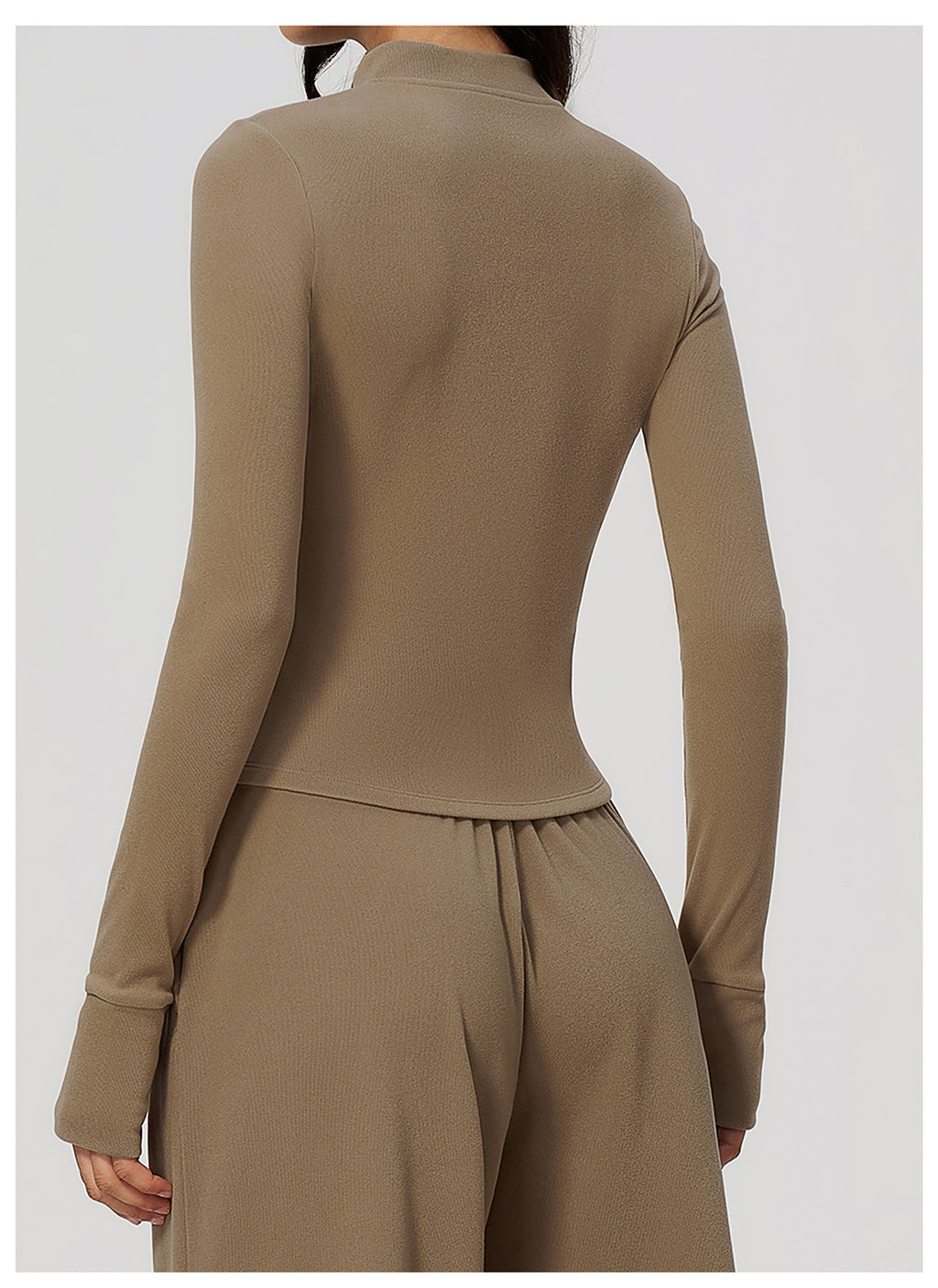 Women's Stand Collar Full Zip Yoga Jacket Thick Fleece Long Sleeve Fitness Sports Top Outdoor Running Training Jacket
