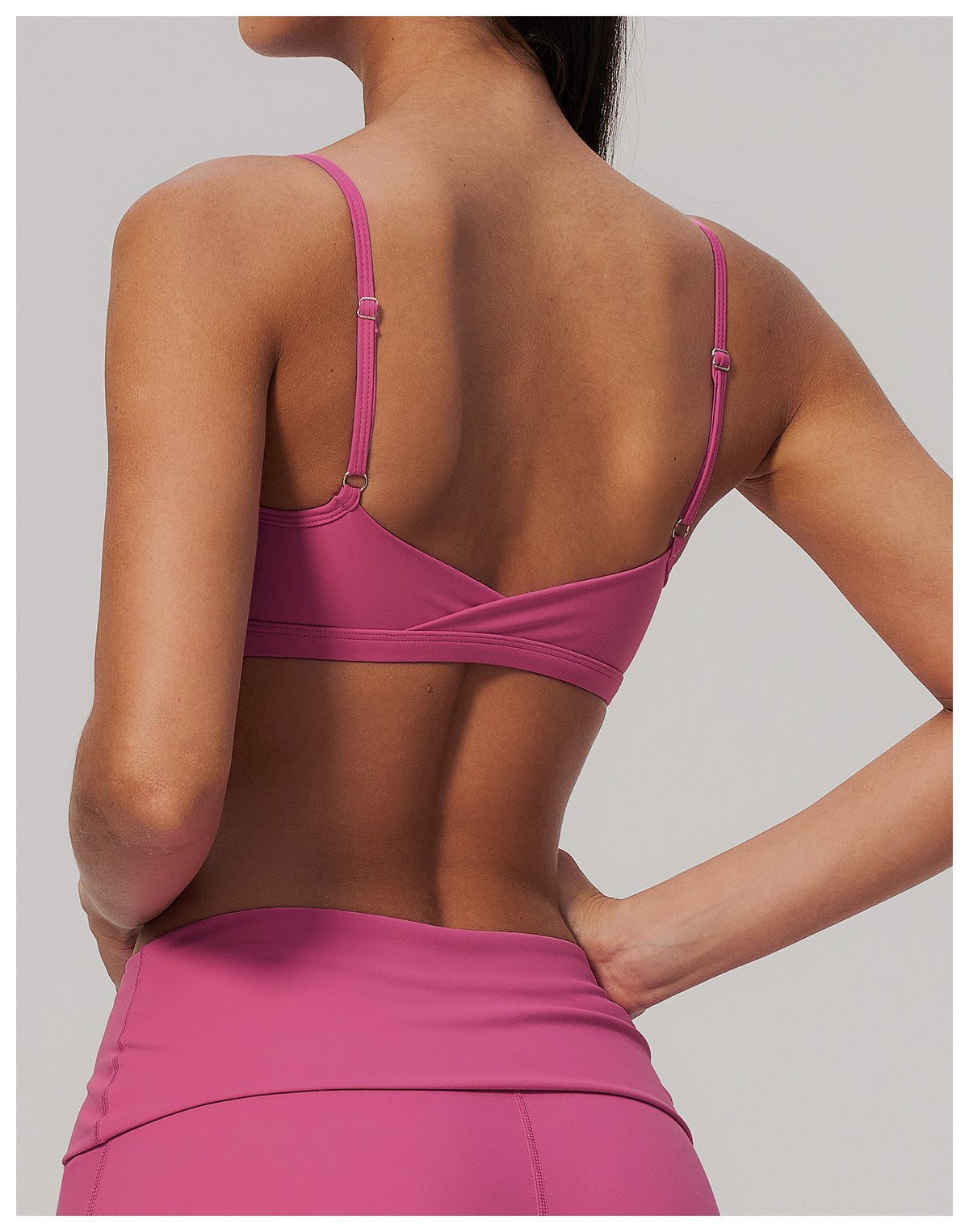 Women V Neck Twist Back Adjustable Spaghetti Straps Sports Bra