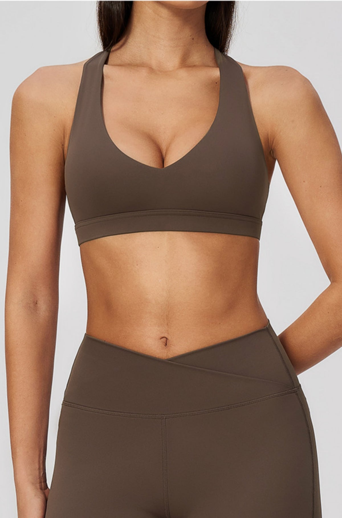 Women Deep V-Neck Keyhole Back Sports Bra