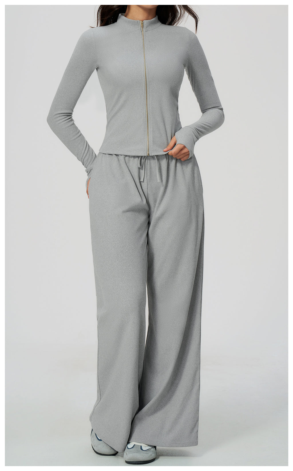 Women's Stand Collar Full Zip Yoga Jacket Thick Fleece Long Sleeve Fitness Sports Top Outdoor Running Training Jacket